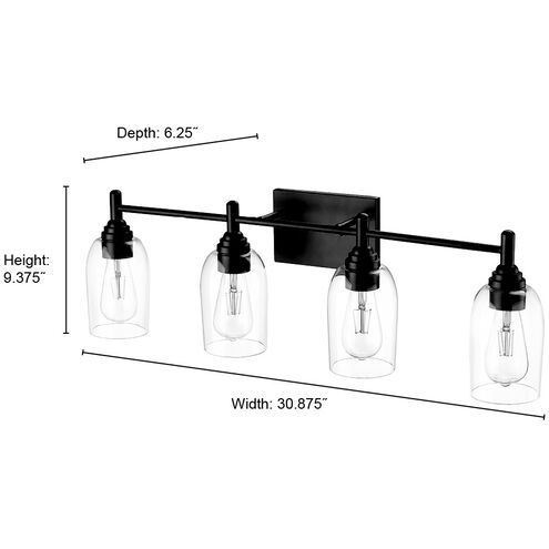 Arlett 4 Light 30.9 inch Matte Black Vanity Light Wall Light
